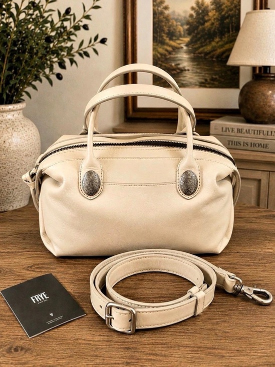 Frye Handbags - FRYE Cheyenne Small Satchel Cream Shoulder Bag NWT